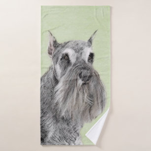 Schnauzer (Giant, Standard) Painting - Dog Art Bath Towel Set