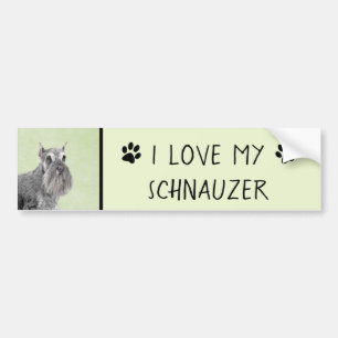 Schnauzer (Giant, Standard) Painting - Dog Art Bumper Sticker