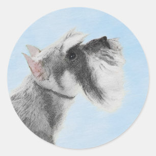 Schnauzer (Giant, Standard) Painting - Dog Art Classic Round Sticker