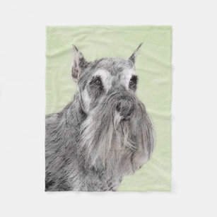 Schnauzer (Giant, Standard) Painting - Dog Art Fleece Blanket