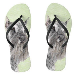 Schnauzer (Giant, Standard) Painting - Dog Art Jandals