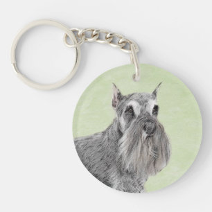 Schnauzer (Giant, Standard) Painting - Dog Art Key Ring