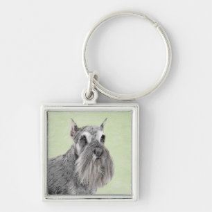 Schnauzer (Giant, Standard) Painting - Dog Art Key Ring