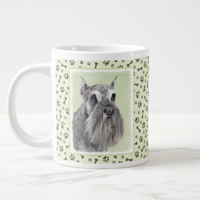 Schnauzer (Giant, Standard) Painting - Dog Art Large Coffee Mug (Left)