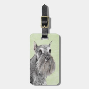 Schnauzer (Giant, Standard) Painting - Dog Art Luggage Tag