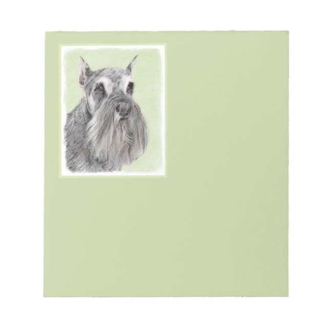 Schnauzer (Giant, Standard) Painting - Dog Art Notepad (Front)