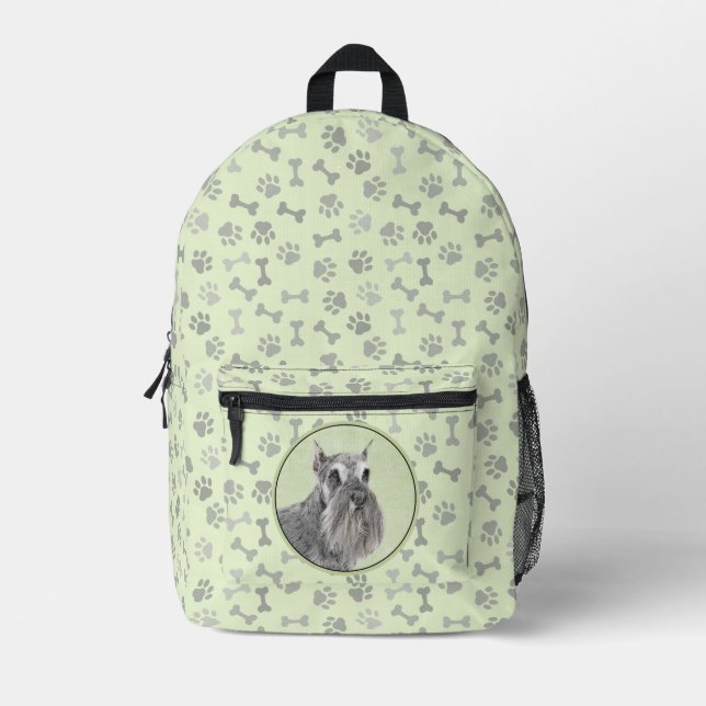 Schnauzer (Giant, Standard)  Painting - Dog Art Printed Backpack (Front)