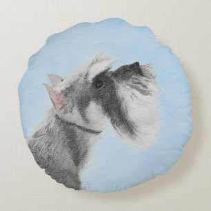 Schnauzer (Giant, Standard)  Painting - Dog Art Round Cushion