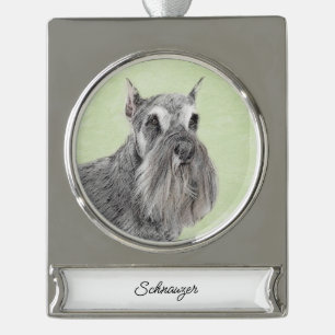 Schnauzer (Giant, Standard) Painting - Dog Art Sil Silver Plated Banner Ornament