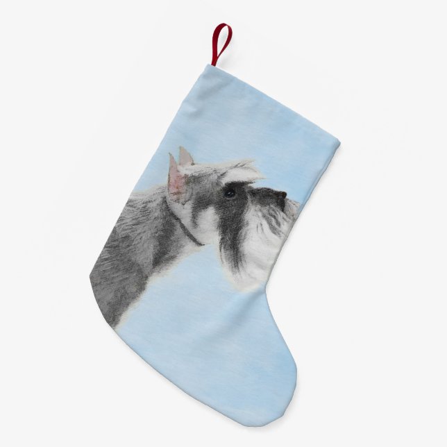 Schnauzer (Giant, Standard) Painting - Dog Art Small Christmas Stocking (Front (Hanging))