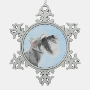 Schnauzer (Giant, Standard) Painting - Dog Art Snowflake Pewter Christmas Ornament
