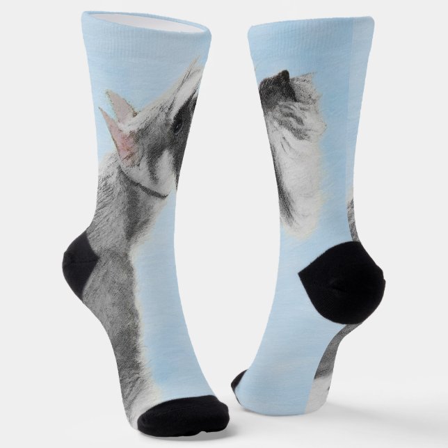 Schnauzer (Giant, Standard)  Painting - Dog Art Socks (Angled)
