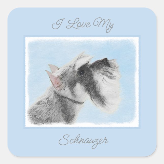 Schnauzer (Giant, Standard) Painting - Dog Art Squ Square Sticker (Front)
