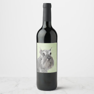 Schnauzer (Giant, Standard) Painting - Dog Art Wine Label