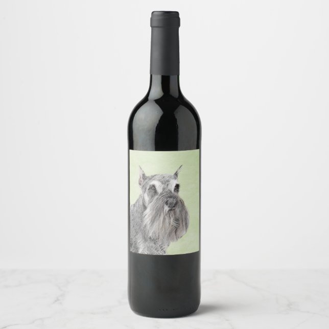 Schnauzer (Giant, Standard) Painting - Dog Art Wine Label (Front)