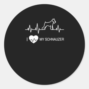 Schnauzer Gift Funny Heartbeat Schnauzer Gifts Classic Round Sticker