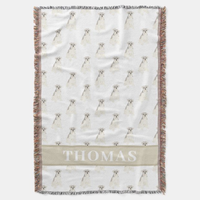 Schnauzer (Grey & White) Throw Blanket (Front Vertical)