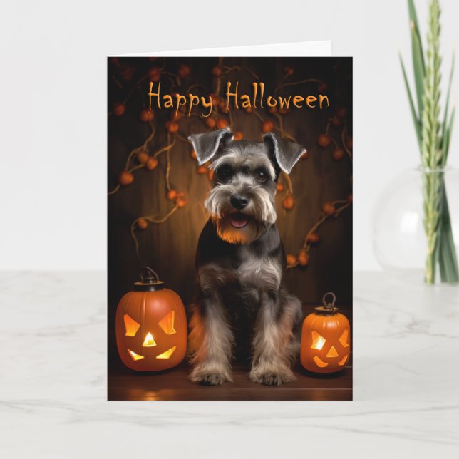 Schnauzer Halloween Card (Front)