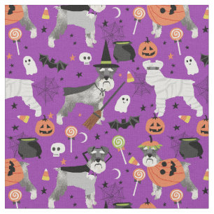 schnauzer halloween purple fabric