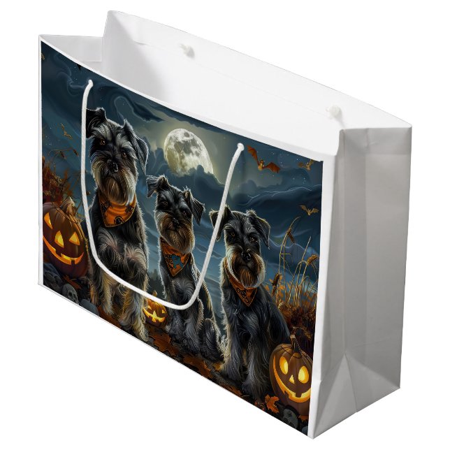 Schnauzer Halloween Spooky  Large Gift Bag (Front Angled)