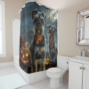 Schnauzer Halloween Spooky  Shower Curtain