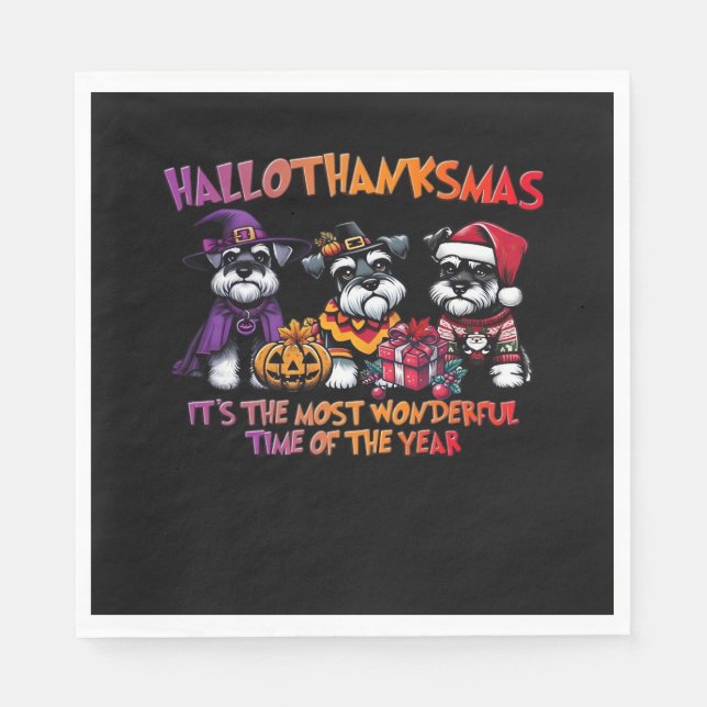 Schnauzer Halloween Thanksgiving Christmas Classic Napkin (Front)