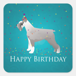 Schnauzer Happy Birthday Design Square Sticker
