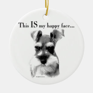 Schnauzer Happy Face Ceramic Tree Decoration