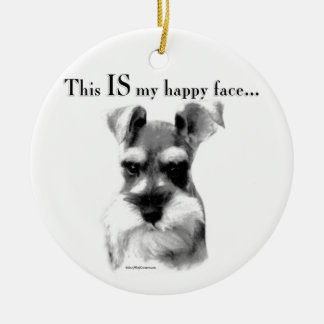 Schnauzer Happy Face Ceramic Tree Decoration