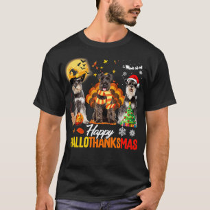 Schnauzer Happy Hallothanksmas Halloween Thanksgiv T-Shirt