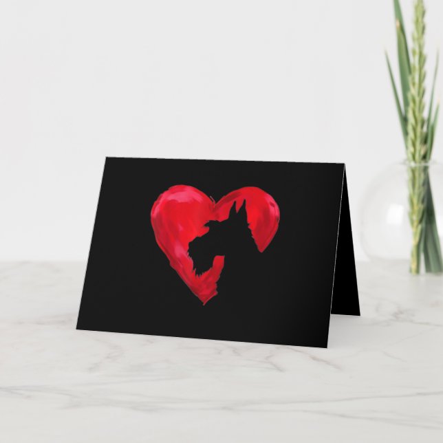 Schnauzer Heart Silhouette Valentines Day Dog Love Holiday Card (Front)