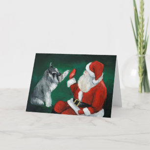 Schnauzer High Five Santa Christmas Holiday Card
