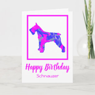 Schnauzer Hot Pink Silhouette Dog Funny Birthday Card