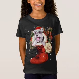 Schnauzer In Sock Christmas Santa Hat Xmas Dog Lov T-Shirt