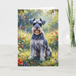 Schnauzer in Wildflower Meadow Card