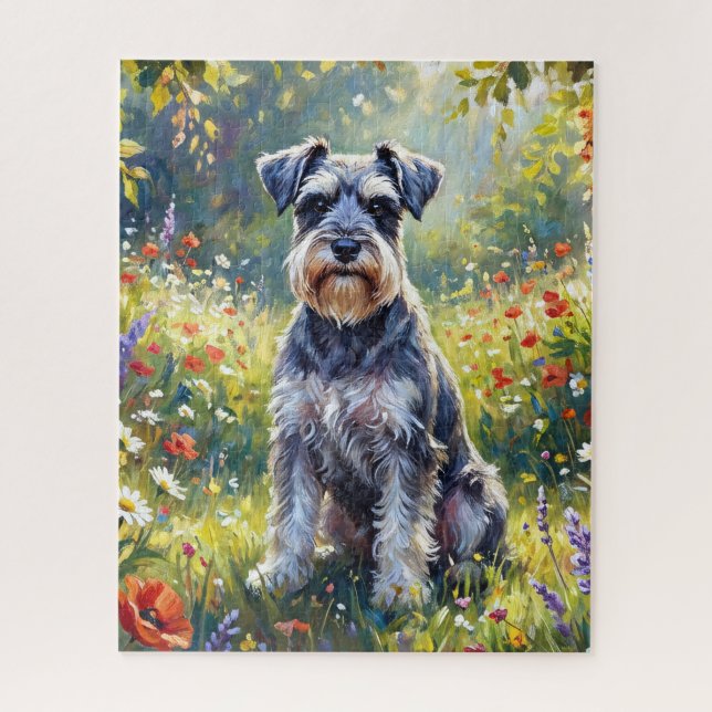 Schnauzer in Wildflower Meadow Jigsaw Puzzle (Vertical)