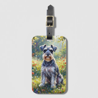 Schnauzer in Wildflower Meadow Luggage Tag