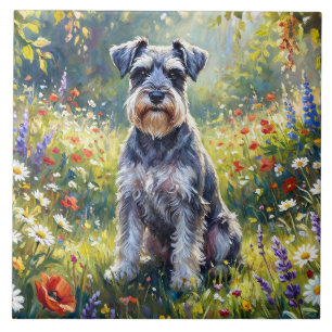 Schnauzer in Wildflower Meadow Tile