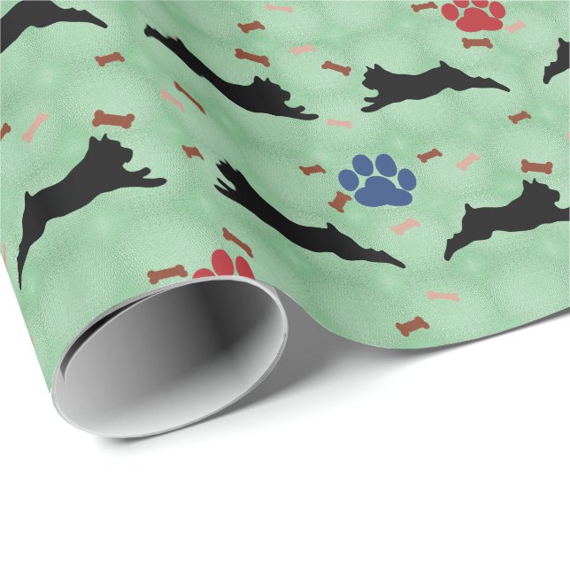 Schnauzer Leaping Wrapping Paper (Roll Corner)