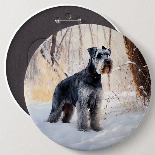 Schnauzer Let It Snow Christmas 6 Cm Round Badge (Front & Back)