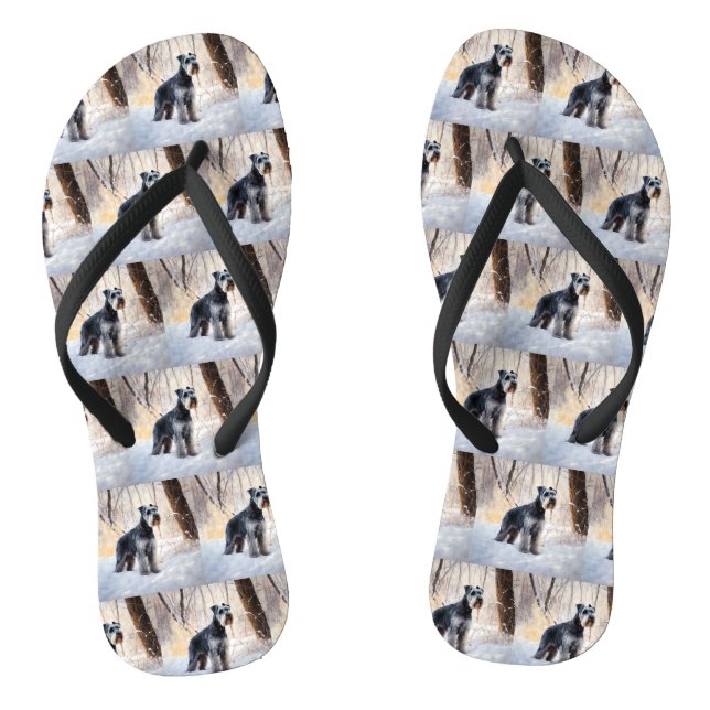 Schnauzer Let It Snow Christmas Jandals (Footbed)