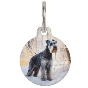 Schnauzer Let It Snow Christmas Pet Tag