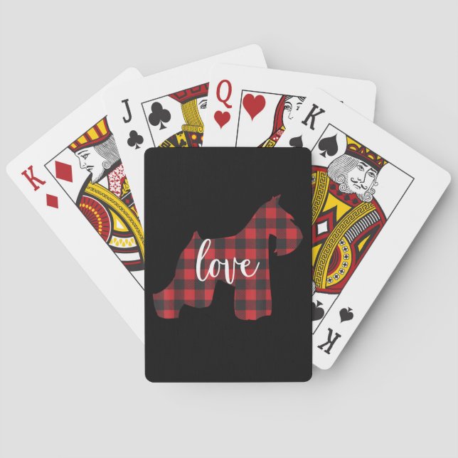 Schnauzer Lover | Buffalo Plaid Schnauzer Mum Love Playing Cards (Back)