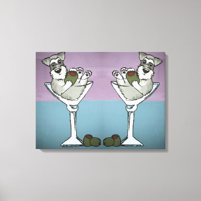 Schnauzer Martini Double the Trouble Canvas Art (Front)