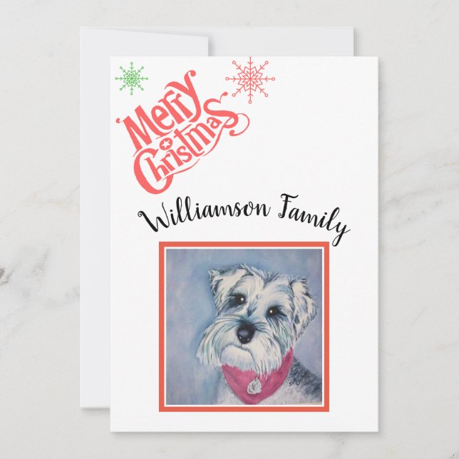 Schnauzer Merry Christmas Holiday Card (Front)