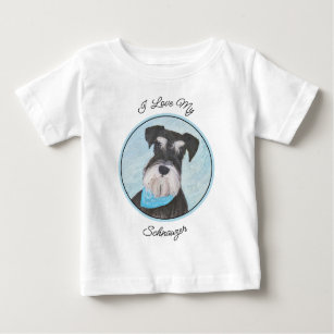 Schnauzer (Miniature) Painting - Cute Original Dog Baby T-Shirt