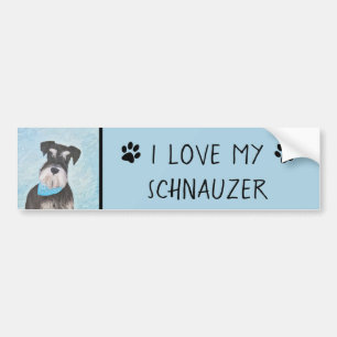 Schnauzer (Miniature) Painting - Cute Original Dog Bumper Sticker