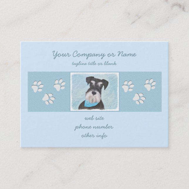 Schnauzer (Miniature) Painting - Cute Original Dog Business Card (Front)