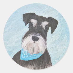 Schnauzer (Miniature) Painting - Cute Original Dog Classic Round Sticker