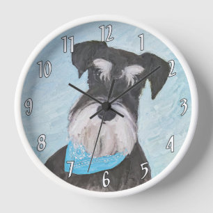 Schnauzer (Miniature) Painting - Cute Original Dog Clock